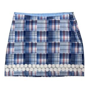 Vineyard Vines‎ A-Line Skirt Harbor Madras Plaid Morning Breeze Size 4 Blue